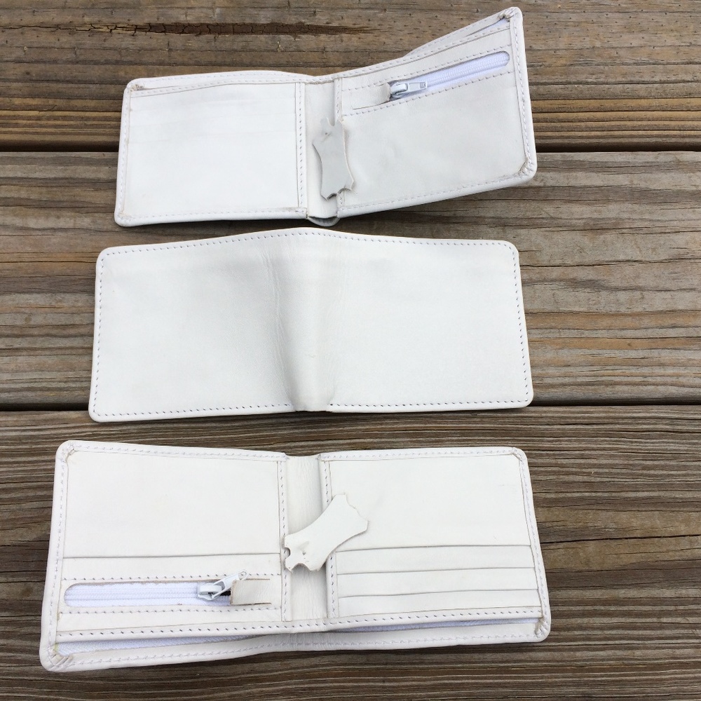 White Wallet Men CardHolder Bifold Genuine Leather - Picture 5 of 8